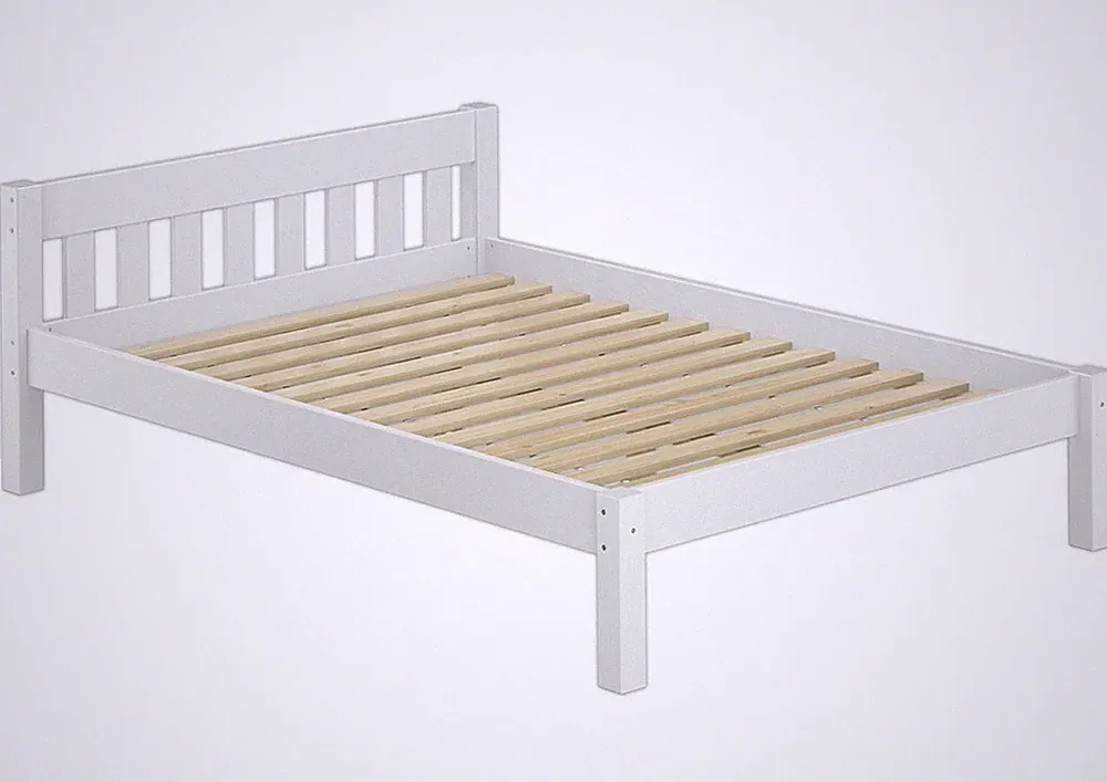 Doppelbett Futon Ehebett Holzbett weiß Kiefer massiv 160x200 Rollrost Gästebett