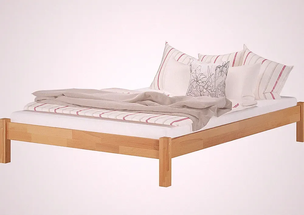 Doppelbett Futonbett 140x200 Bettrahmen Buche massiv Holzbett Zubehör wählbar