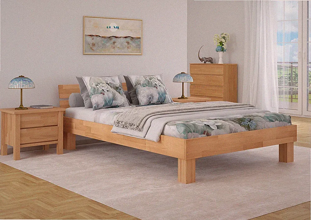 Doppelbett Futonbett Überlänge 140x220 Buche Französisches Bett Zubehör wählbar