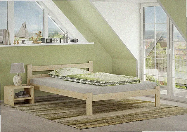Doppelbett Gästebett 140x200 Fichte massiv unbehandelt mit wählbarem Zubehör