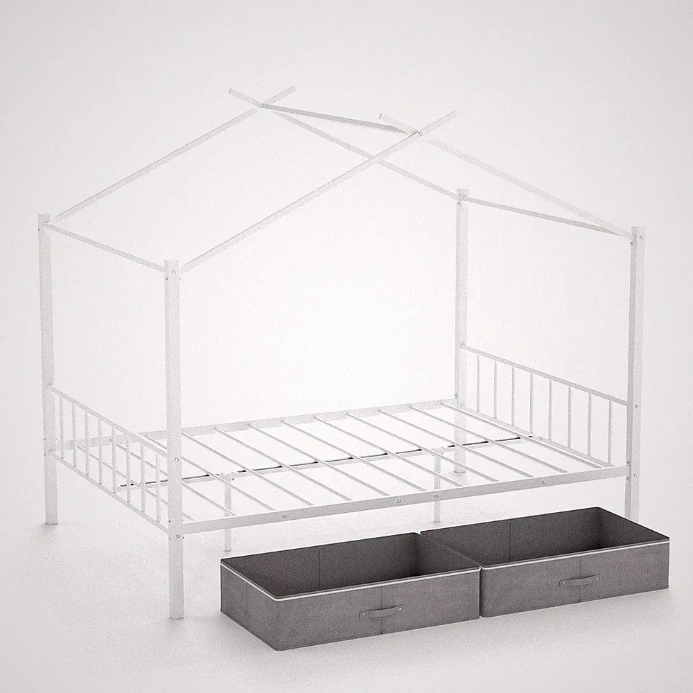Doppelbett Hausbett mit 2 Schubladen kein Boxspringbett nötig - weiß
