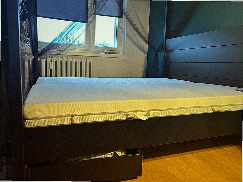 Doppelbett/ Himmelbet 160x200cm mit Schubladen, Polster, Bettgestell, Lattenrost