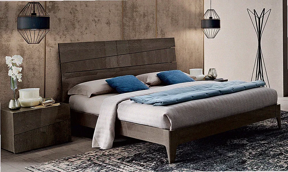 Doppelbett Modern Silber Birke Hochglanz Schlafzimmer Bett Futonbett Italienisch