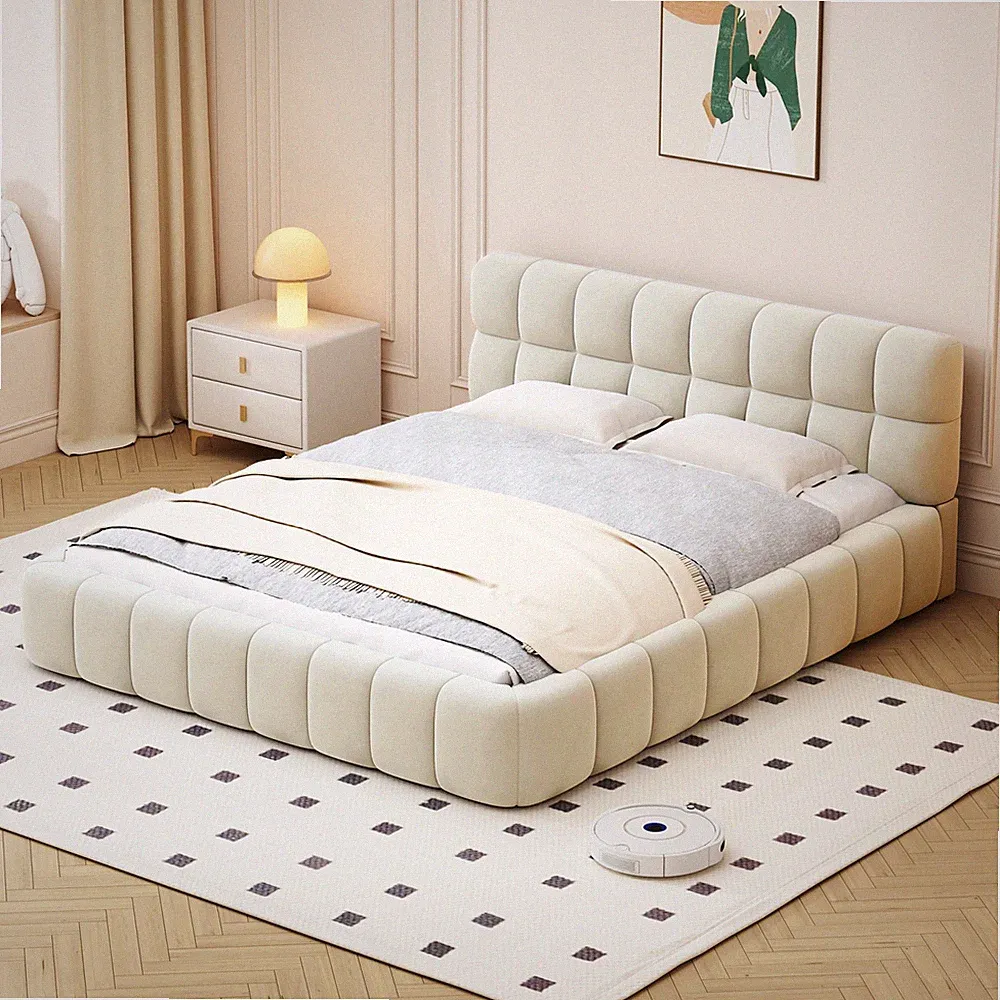 Doppelbett Polsterbett 140x190 cm Jugendbett Gästebett mit Lattenros Flachbett
