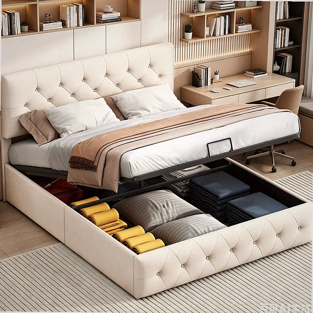 Doppelbett Polsterbett 140x200 cm mit Stauraum Bett Boxspringbett mit Lattenrost