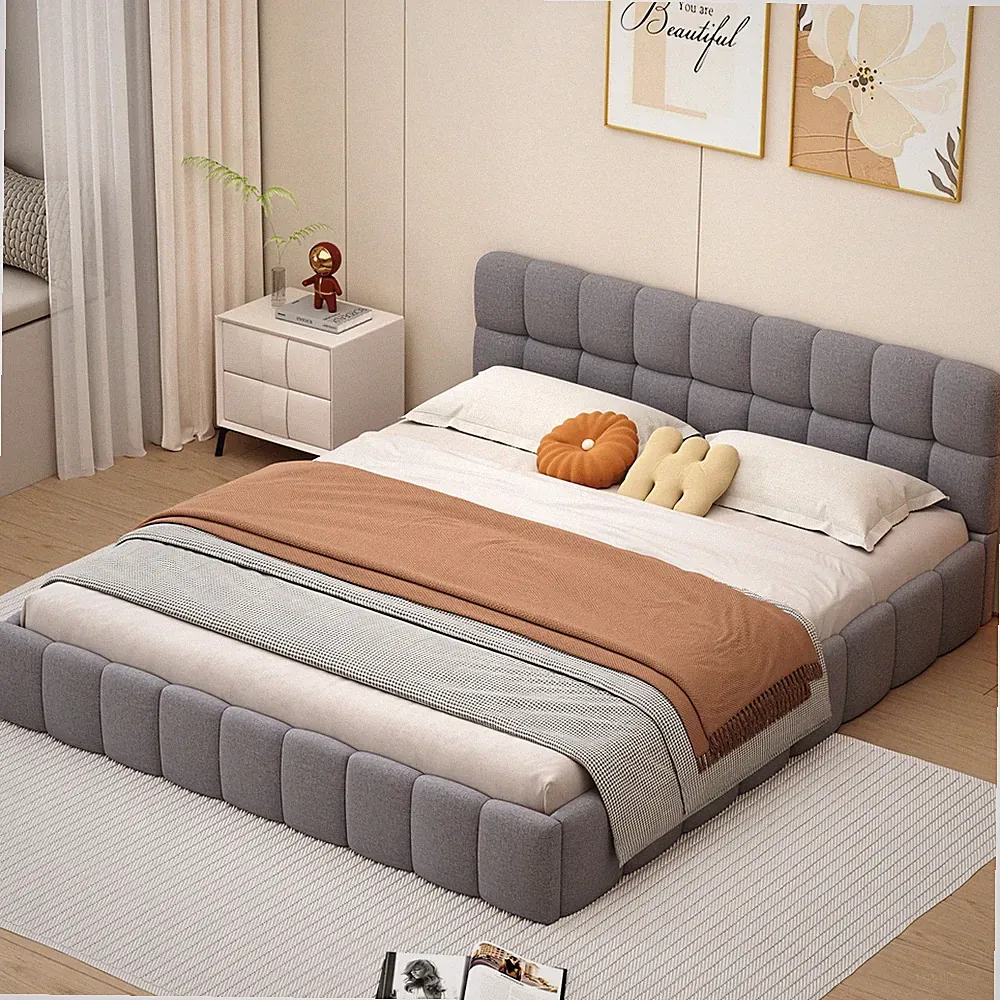 Doppelbett Polsterbett 160x200 cm,Bubble Bett mit Lattenrost Kopfteil,Jugendbett