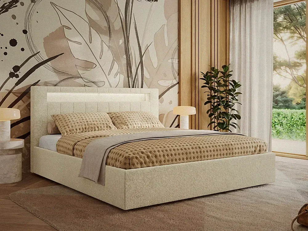 Doppelbett Polsterbett GOLD 5 CLASSIC Lattenrost Liftfunktion LED Beleuchtung