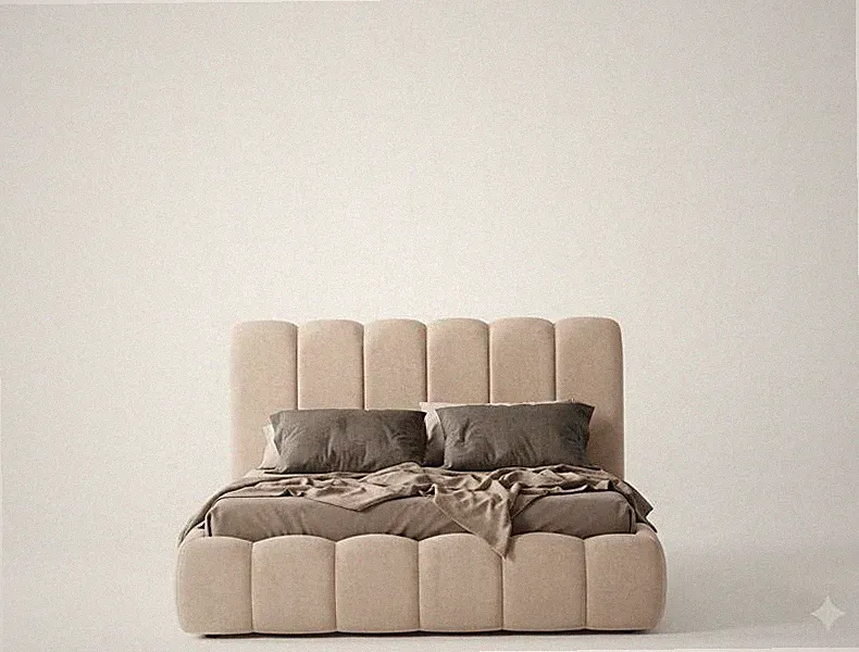Doppelbett weich bequem groß beige moderner Stil neu