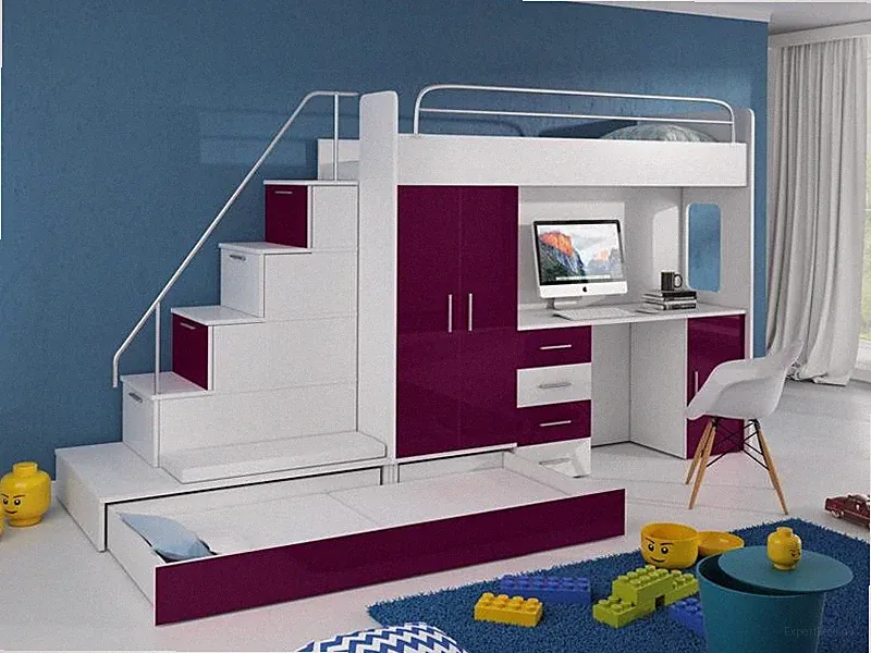 Doppelstockbett Etagenbett Bett Schreibtisch +Schrank Multifunktion Hochbett