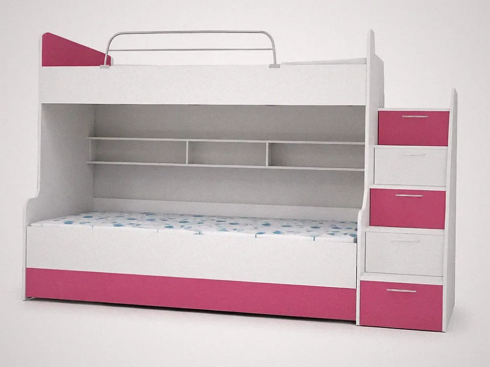 DOPPELSTOCKBETT "HOCHGLANZ" KINDER HOCHBETT ETAGENBETT Rosa SOFORT - FARBWAHL