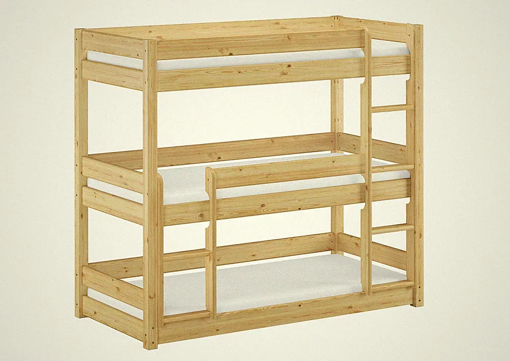 Dreier-Etagenbett Stockbett Erwachsene 90x200 Kiefer Massiv Kinderetagenbett