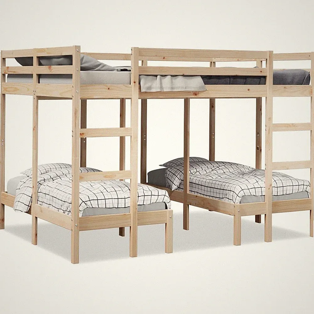 Dreifach Etagenbett Hochbett Bett Stockbett Lattenrost Bettgestell Massivholz