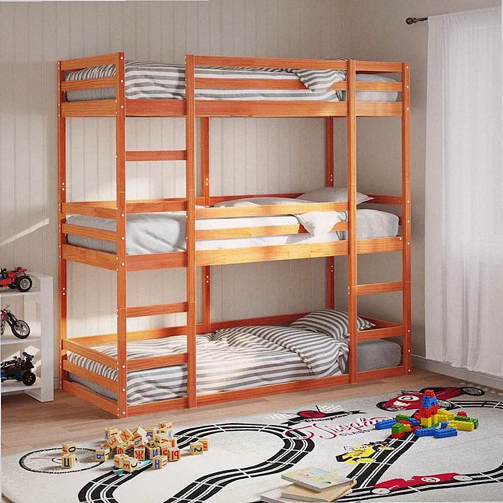 Dreifach Etagenbett Kinderbett Hoch Stock Holz Bett Massivholz Kiefer vidaXL