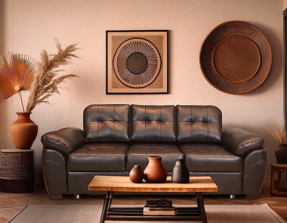 Echtleder 3er Sofa aus italienischem Naturleder Leder Couch mit Bettfunktion