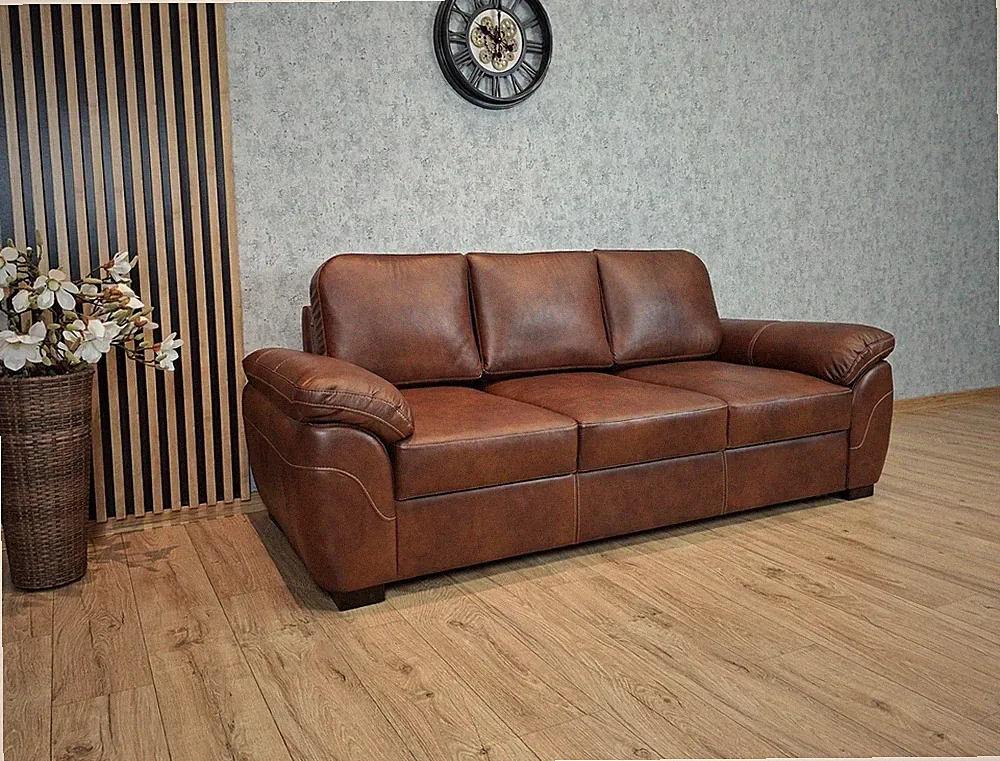 Echtleder Sofa OXFORD Leder Couch Rindsleder mit eleganten Ziernähten