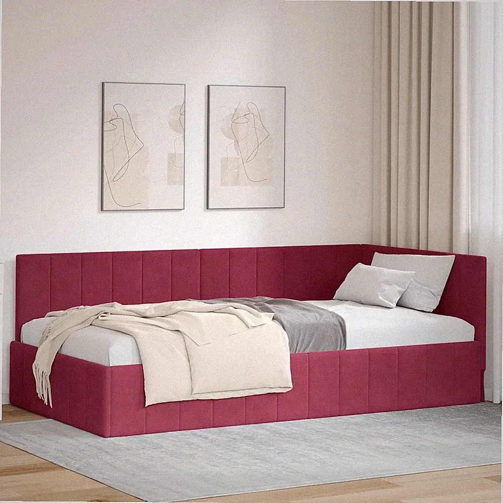 Eckbettgestell mit Kopfteil Samt Modernes Tagesbett Platzsparendes Bett vidaXL