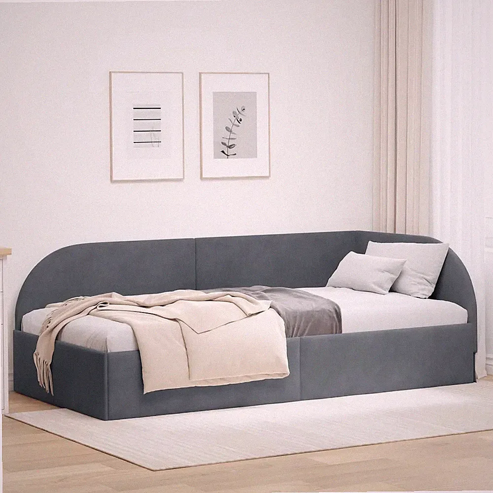 Eckbettgestell mit Kopfteil Samt Samtbett Platzsparendes Bett Rahmen vidaXL