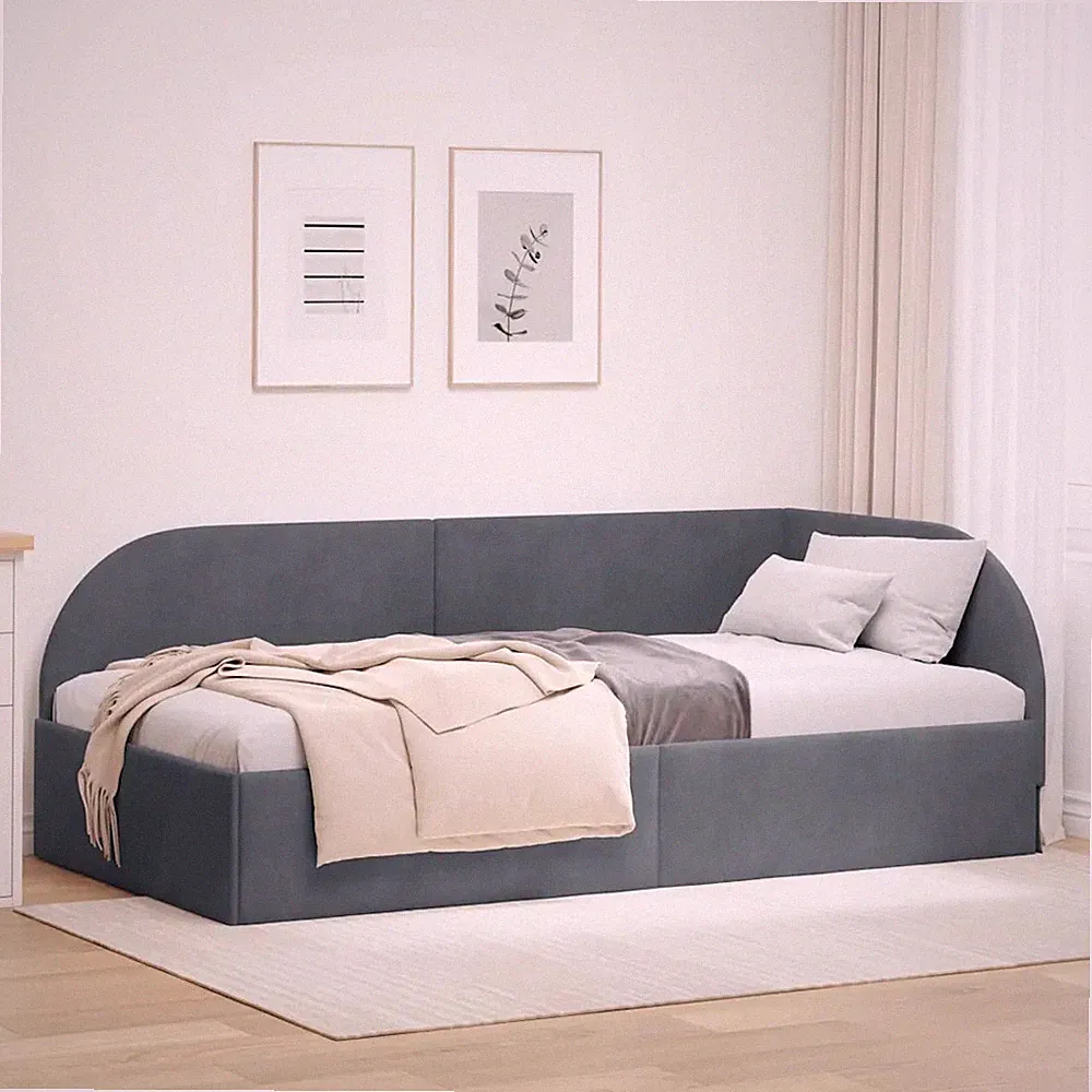 Eckbettgestell mit Kopfteil Samt Samtbett Platzsparendes Bett Rahmen vidaXL