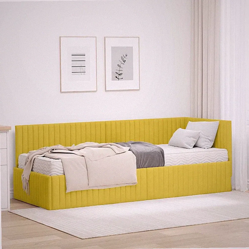 Eckbettgestell mit Matratze mit Kopfteil Polsterbett Schlafsofa Couchbett Betten