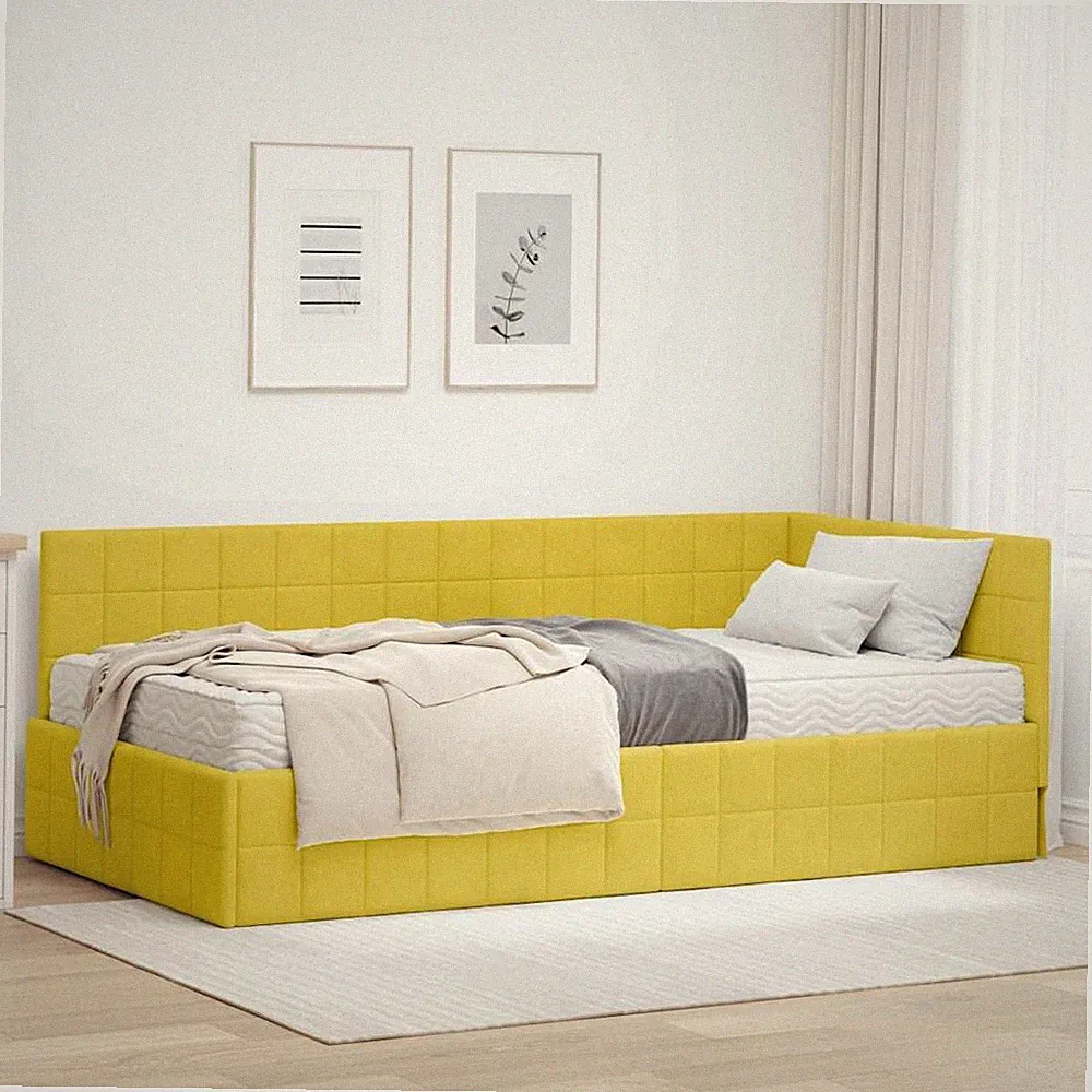 Eckbettgestell mit Matratze mit Kopfteil Polsterbett Schlafsofa Jugendbett Bett