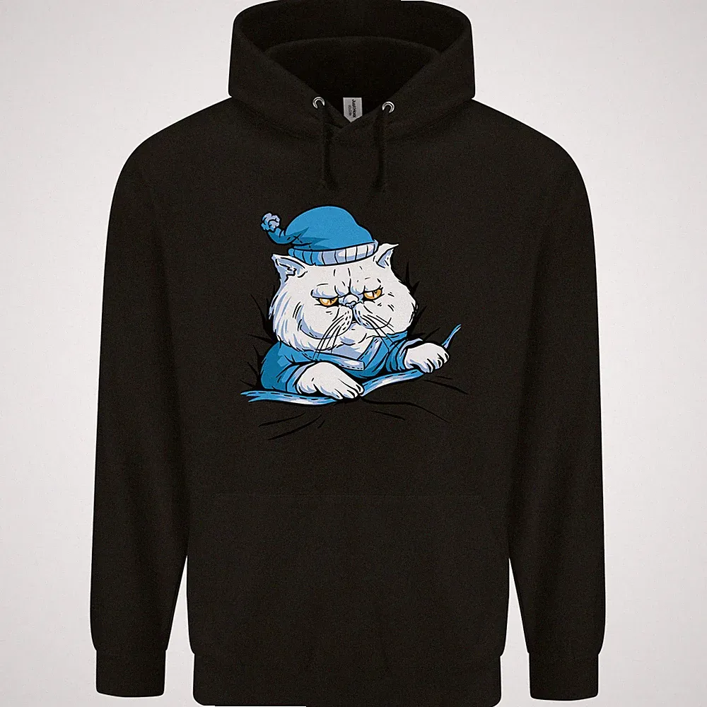 Eine Katze im Bett unter der Bettdecke Kinder Kids Hoodie