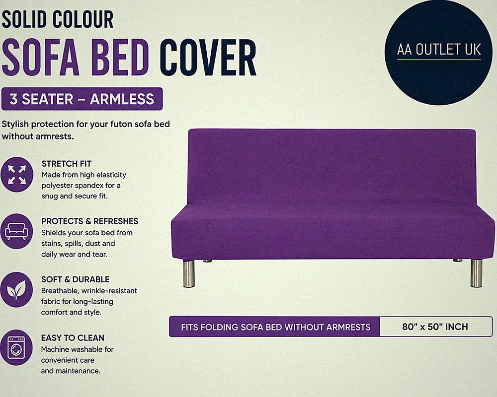 Einfarbiger Armloser Schlafsofa Bezug Polyester Spandex Stretch Futon 80 x 50 Zoll