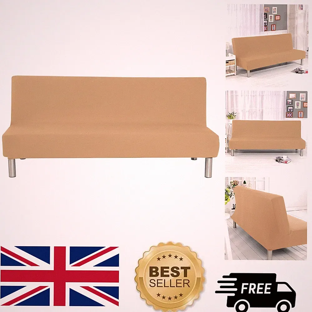 Einfarbiger Armloser Schlafsofa Bezug Polyester Spandex Stretch Futon Schonbezug...