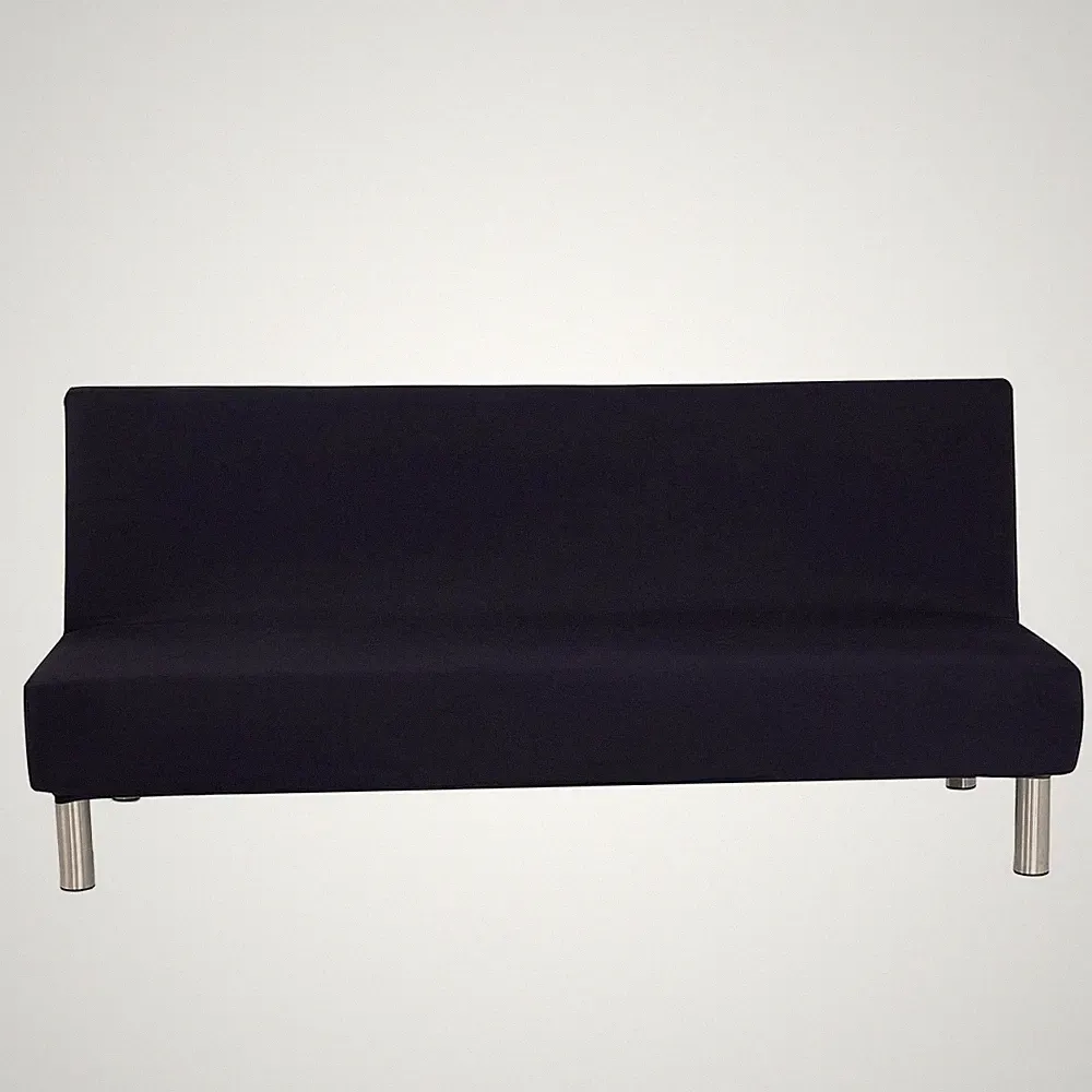 Einfarbiger Armloser Schlafsofa Bezug Polyester Spandex Stretch Futon Schwarz