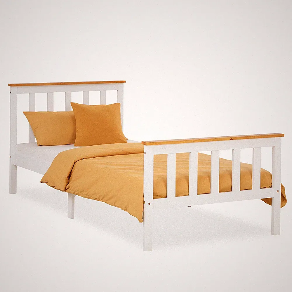 Einzelbett 90 x 200 mit Lattenrost Weiß Kinderbett Jugendbett Holz Homestyle4u