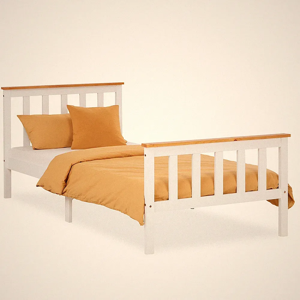 Einzelbett 90 x 200 mit Lattenrost Weiß Kinderbett Jugendbett Holz Homestyle4u