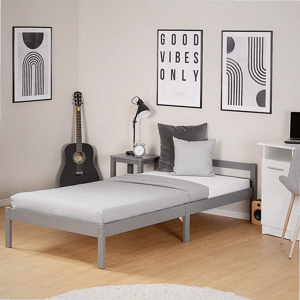 Einzelbett 90x200 cm mit Lattenrost Holz Bett Bettgestell Jugendbett Homestyle4u