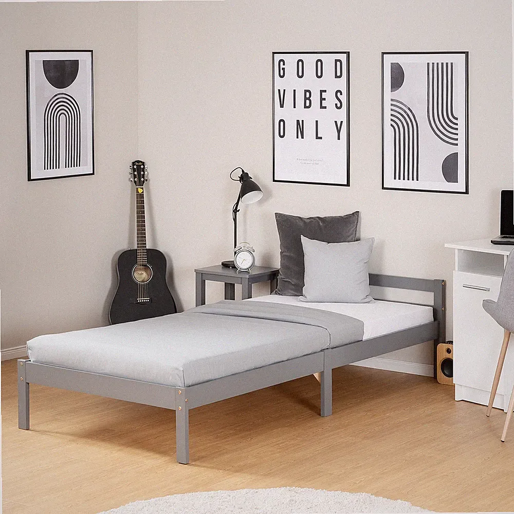 Einzelbett 90x200 cm mit Lattenrost Holz Bett Bettgestell Jugendbett Homestyle4u