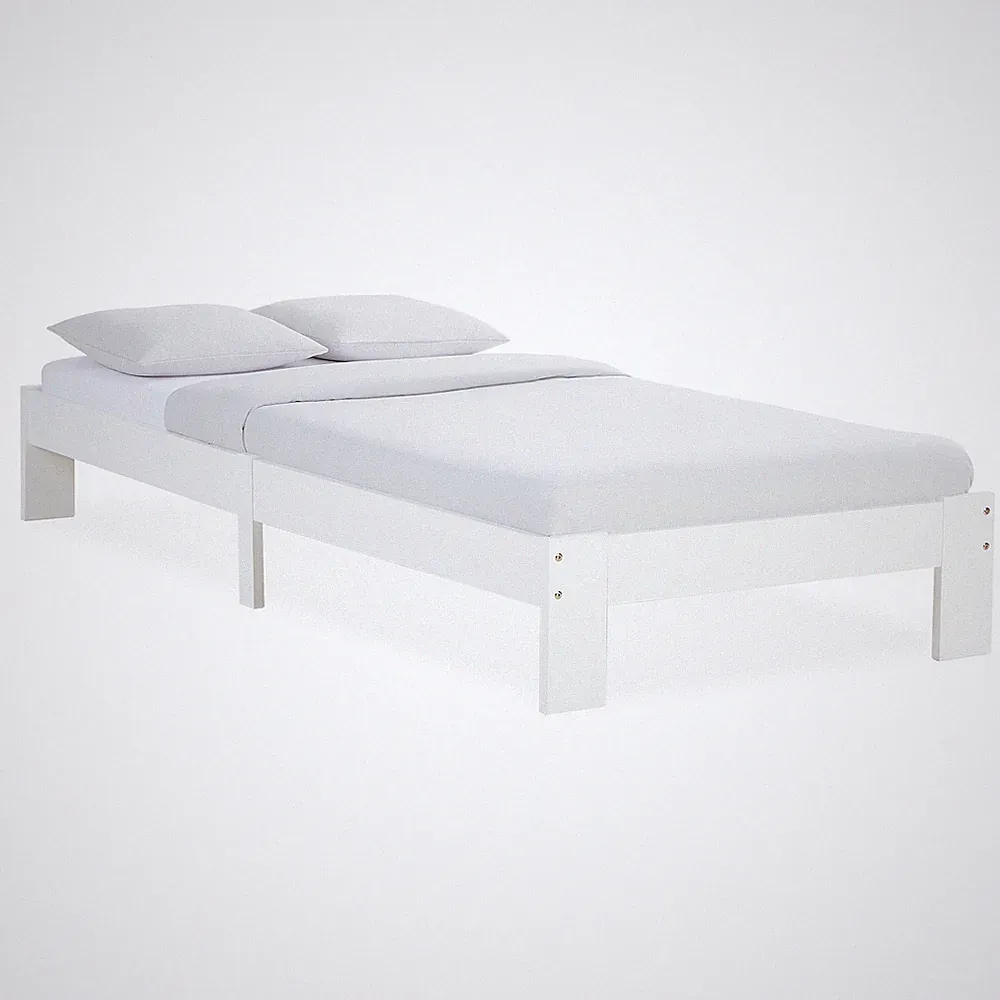 Einzelbett 90x200 cm mit Lattenrost Holz Weiß Futonbett Bettgestell Homestyle4u