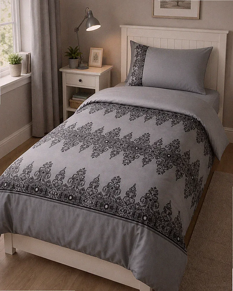 Einzelbett Bettbezug Argos Home Silber Schwarz Flock Set Glam Diamante Bettwäsche