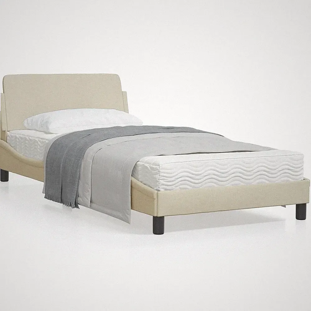Einzelbett Bettgestell Singlebett Gästebett Bettrahmen Bett mit Kopfteil Stoff
