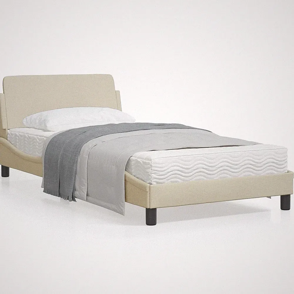 Einzelbett Bettgestell Singlebett Gästebett Bettrahmen Bett mit Kopfteil Stoff