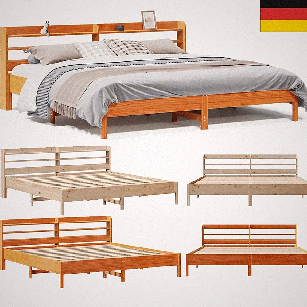 Einzelbett Doppelt Jugendbett Kinderbett Gästebetten ohne Matratze Massivholz