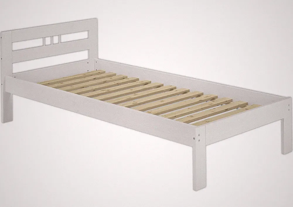 Einzelbett Jugend 90x200 Futonbett weiß Massiv Rollrost Gästebett Einzelbett