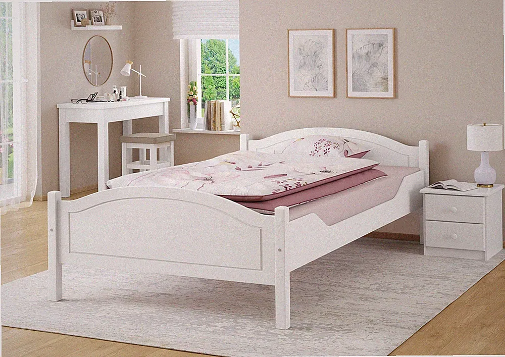 Einzelbett Kiefer weiß 120x200 Futonbett Jugendbett Singlebett Zubehör wählbar