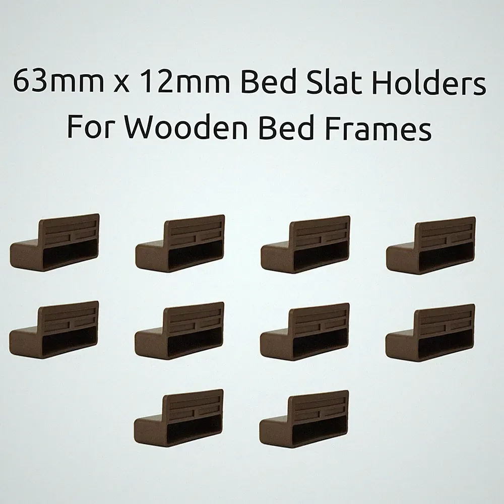 Einzelbettlattenhalter / Kappen 63 mm x 12 mm Tiefe für Holzbettrahmen - Braun