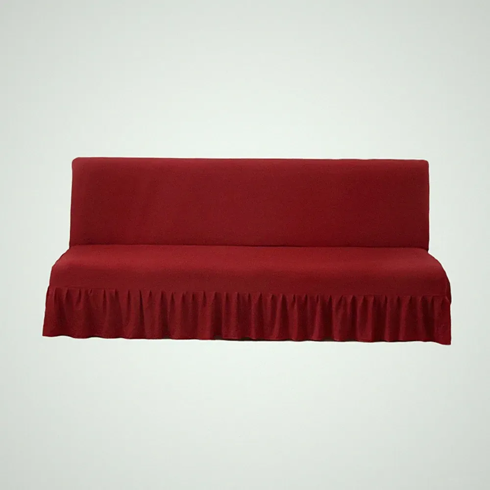 Elastischer Armloser Schlafsofa Bezug Klappcouch Futonschutz Schonbezug mit Rock