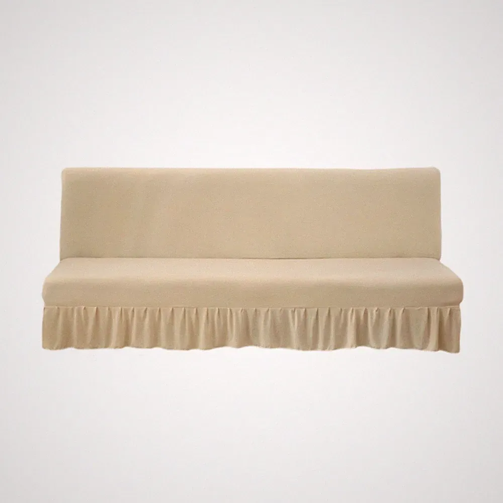 Elastischer Armloser Schlafsofa Bezug Klappcouch Futonschutz Schonbezug mit Rock