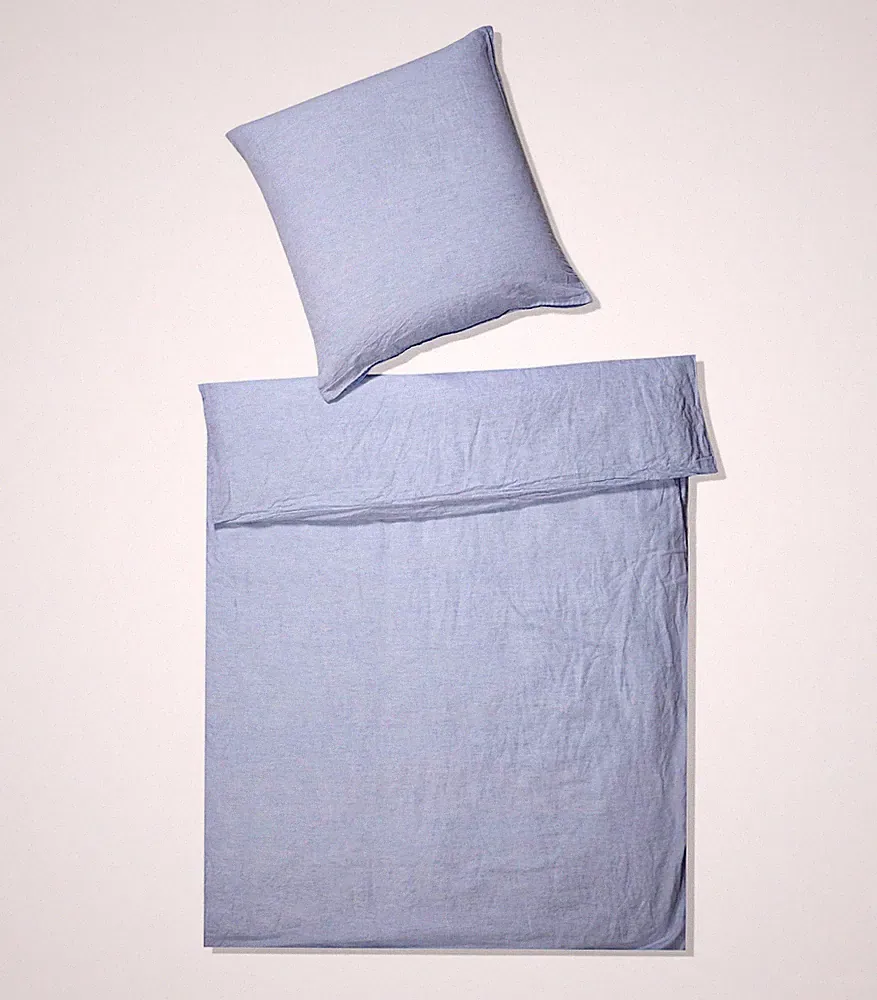 elegante Bettwäsche Breeze 7038-2 Hellblau 135x200 cm Halbleinen einfach lässig