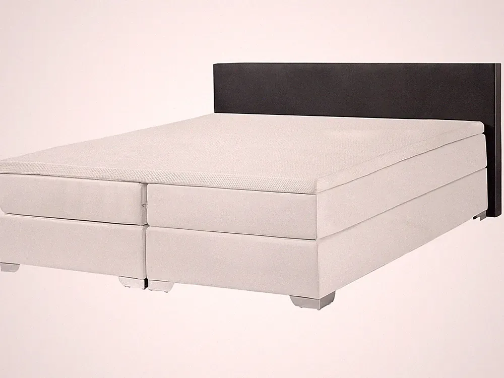 Elegantes Boxspringbett mit Kopfteil schwarz/weiß Kunstleder 160x200 cm