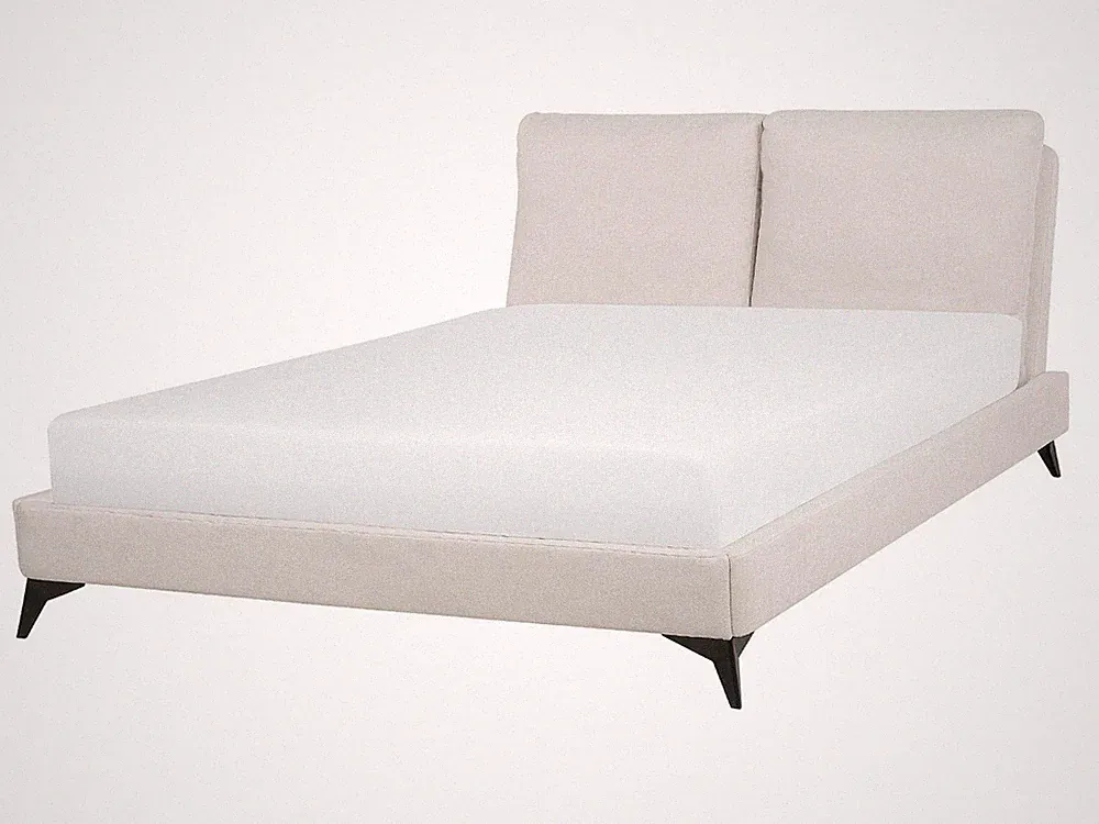 Elegantes Polsterbett in Beige Leinenoptik mit Lattenrost 140 x 200 cm Melle