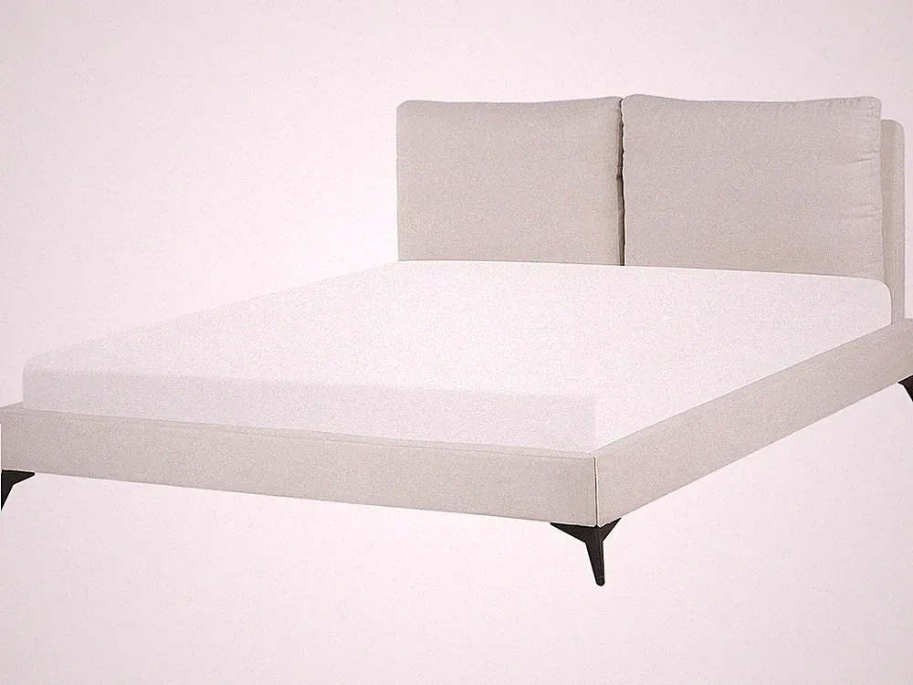Elegantes Polsterbett in Beige Leinenoptik mit Lattenrost 180 x 200 cm Melle