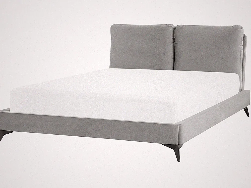 Elegantes Polsterbett in Grau Samtstoff mit Lattenrost 140 x 200 cm Melle