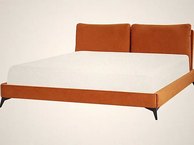 Elegantes Polsterbett in Orange Samtstoff mit Lattenrost 180 x 200 cm Melle