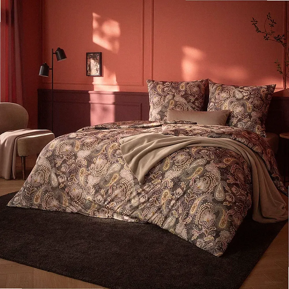 Estella Mako Jersey Bettwäsche 135x200 Elisabeth aubergine Paisley 6392-670