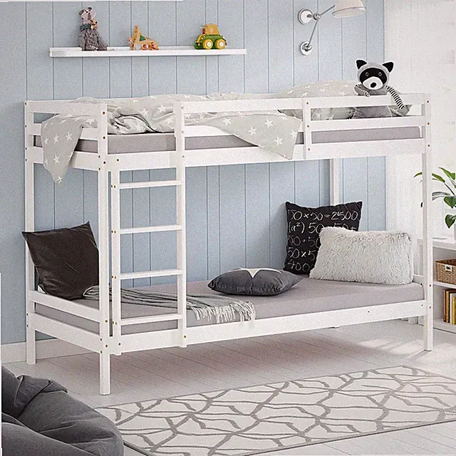 Etagenbett 90x200 Massivholz Weiß – Hochbett Kinder 2 Schlafplätze Homestyle4u